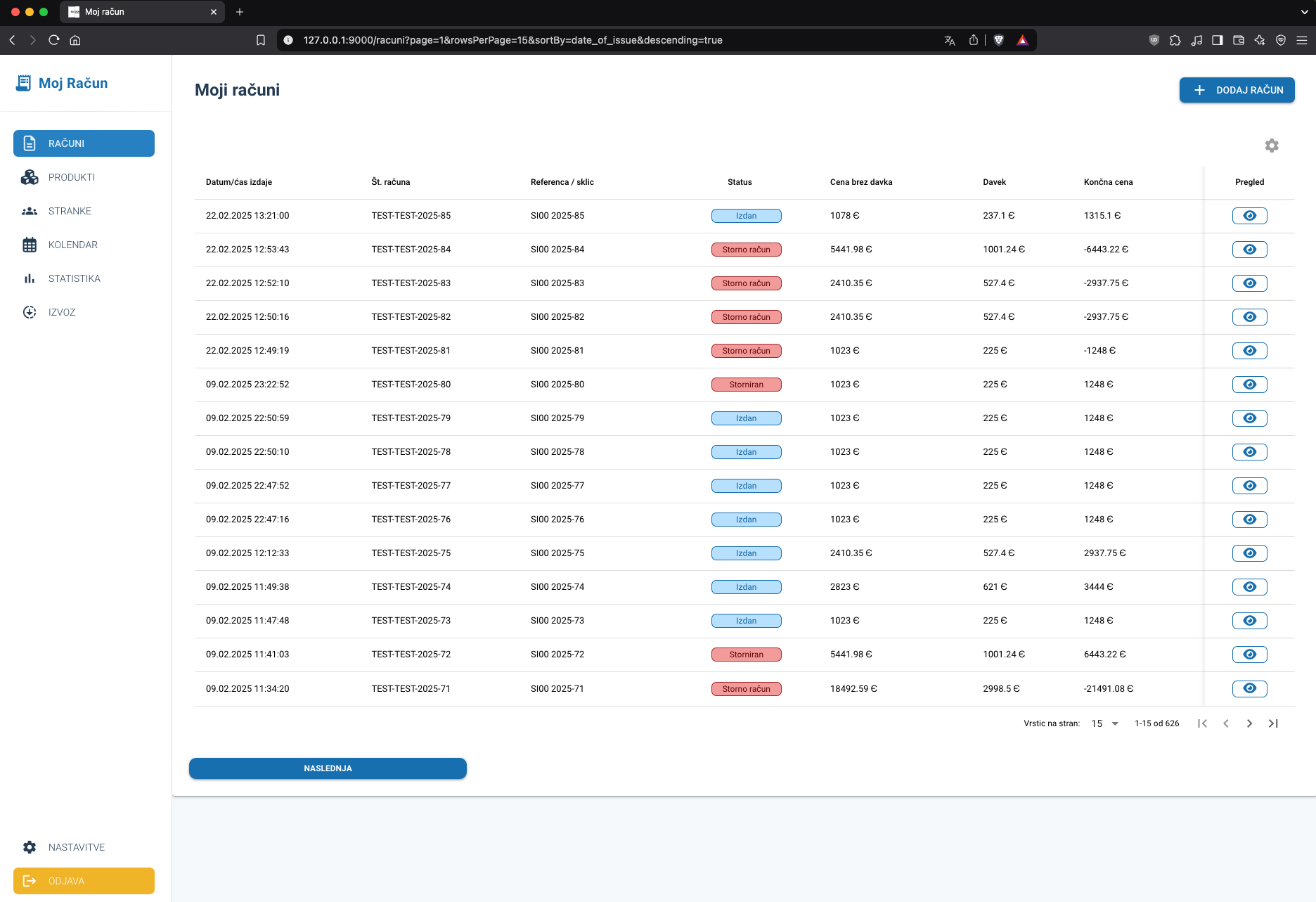 Upravljanje Računov